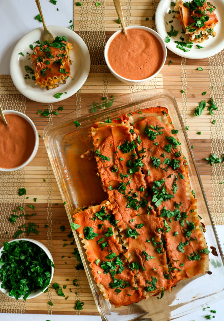 This Vegan Tikka Masala Lasagna is pure comfort food! All the things you love about traditional lasagna but with an Indian-inspired flavor that will knock you off your feet! Easy to make and freezer friendly too! // plantpowercouple.com