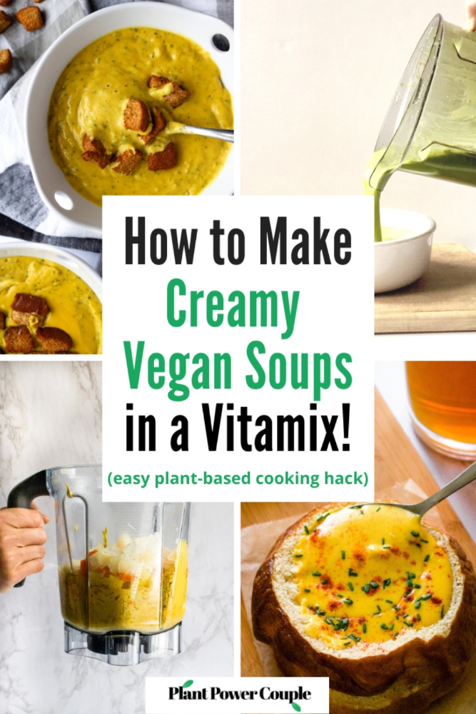 In this post, we’ll show you how to use your Vitamix or other high-powered blender to make the BEST creamy vegan “blender soups”. We’ll also share some of our favorite dairy-free blender soup recipes - like a creamy vegan mushroom soup and cheesy broccoli soup! This easy healthy dinner hack creates the dreamiest pureed vegan soups that are packed with nutrients but taste like a warm, cozy, and delicious hug. And the best part: They are tremendously easy to make AND clean up!