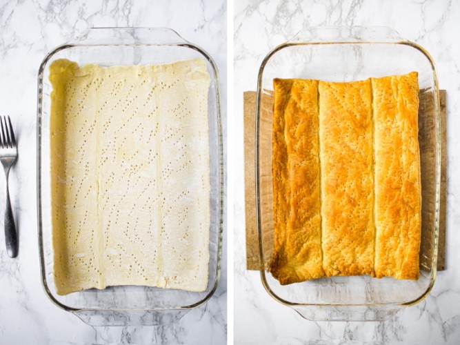 This vegan pot pie casserole is a quick and deliciously dairy-free and vegetarian version of the savory chicken pie I fell in love with in London. It’s made with tremendously simple and easily found ingredients like store-bought puff pastry and frozen mixed vegetables. The hardest part of this vegan chicken pot pie recipe is waiting for it to finish cooking!