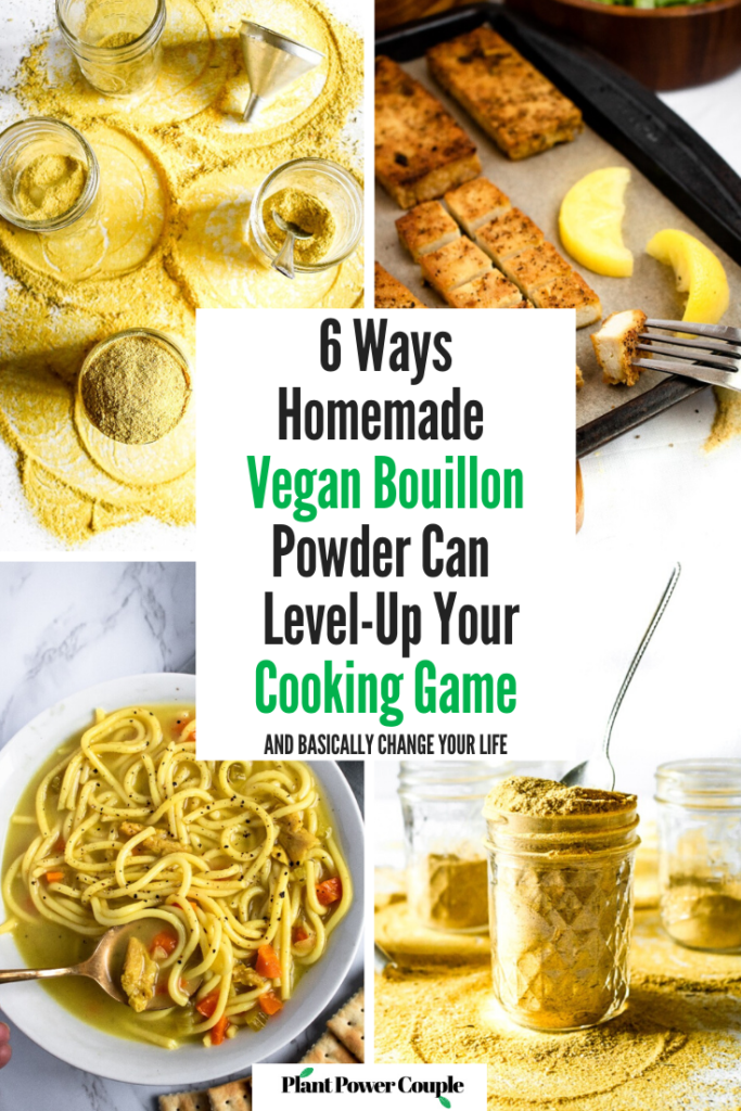 Our homemade vegan bouillon powder recipe is one of THE most popular recipes on our site AND in our own kitchen! This post is a list of every single recipe we have made using this bouillon powder along with our favorite tips and tricks for everyday use. #vegan #homemade #plantbased #plantpowercouple // plantpowercouple.com